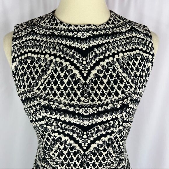 Diane Von Furstenberg Pentra Jacquard Fitted Stretch Sleeveless Sheath Dress 8 - Picture 4 of 12